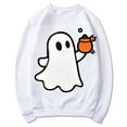 thumbnail image 5 of Jsaierl Womens Halloween Sweatshirts Spooky Pumpkin Ghost Graphic Sweatshirt Stretch Crewneck T-shirt Long Sleeve Tunic Pullover Tops Halloween Gifts, 5 of 5