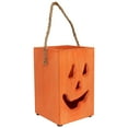 thumbnail image 5 of Northlight 8" Large Orange Wood Jack O Lantern Halloween Candle Lantern, 5 of 10