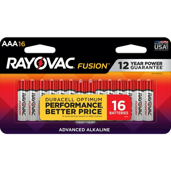 Rayovac Fusion AAA Batteries (16 Pack), Triple A Alkaline Batteries