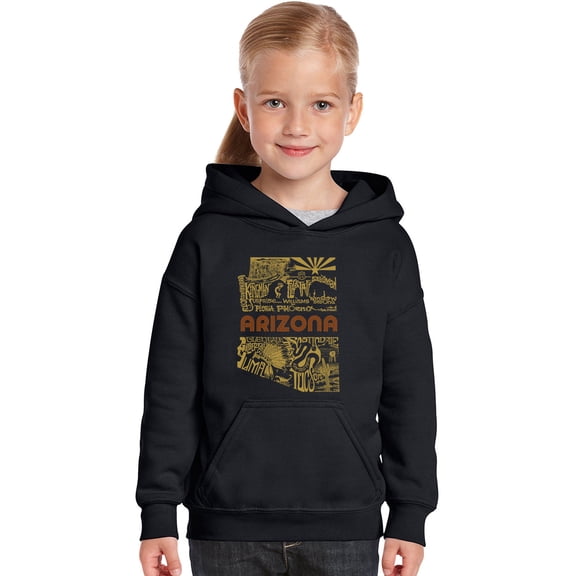 LA Pop Art Girl's Word Art Hooded Sweatshirt - Az Pics