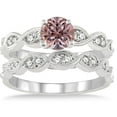 thumbnail image 2 of 1.5 Carat Morganite & Diamond inertwined Bridal setRound cut diamond on 10k White Gold, 2 of 3