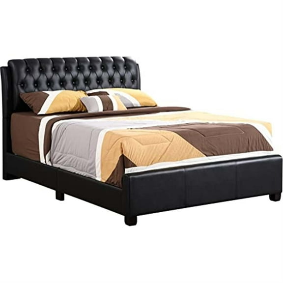 Glory Furniture Marilla Faux Leather Upholstered Full Bed in Black