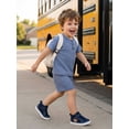 thumbnail image 5 of Loicainy Baby Toddler Boys Waffle Clothes Set 3 6 12 18 24 Months 2T 3T Short Sleeve Henley Neck T-shirt with Elastic Waist Shorts Summer Outfit, 5 of 9