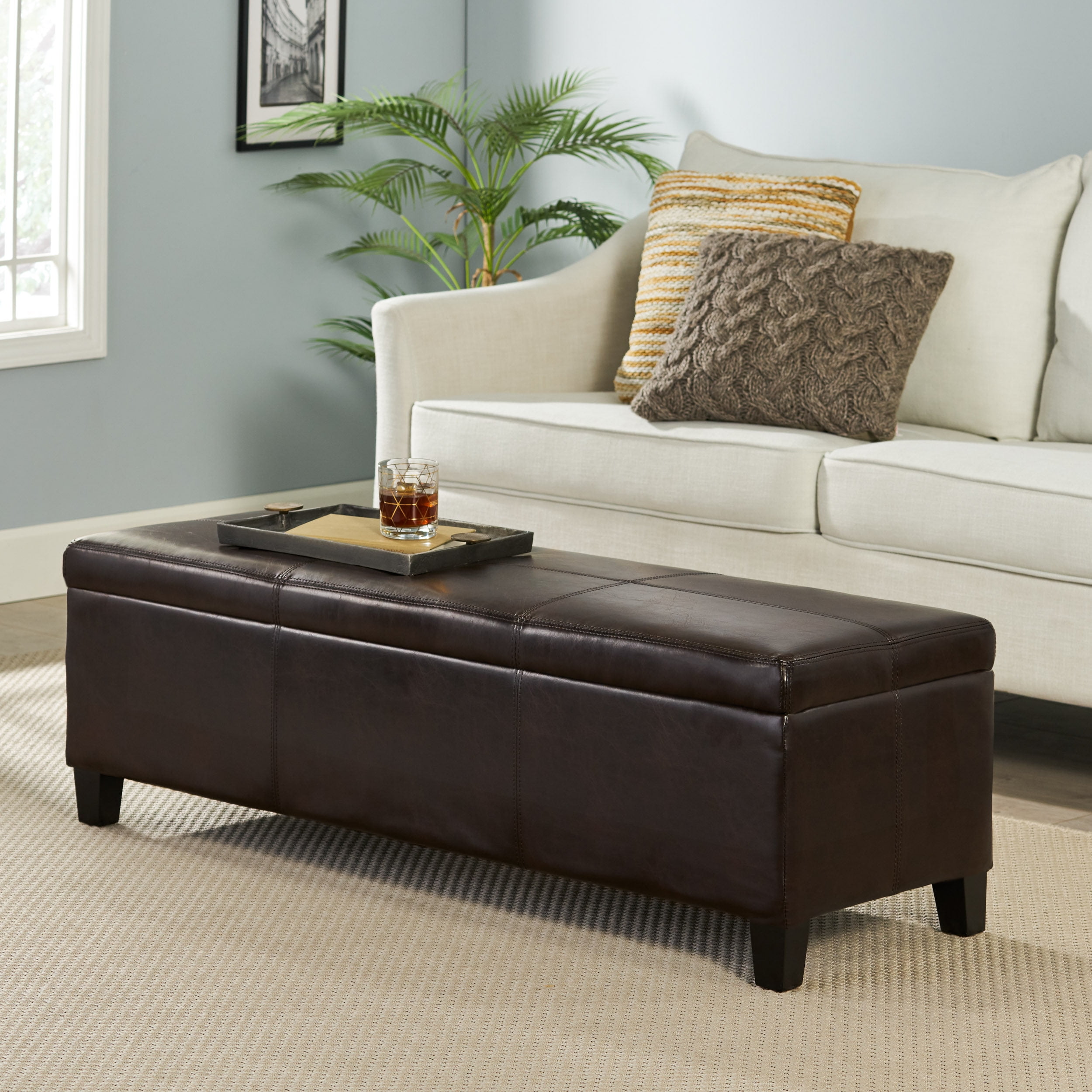 Walmart leather ottoman discount