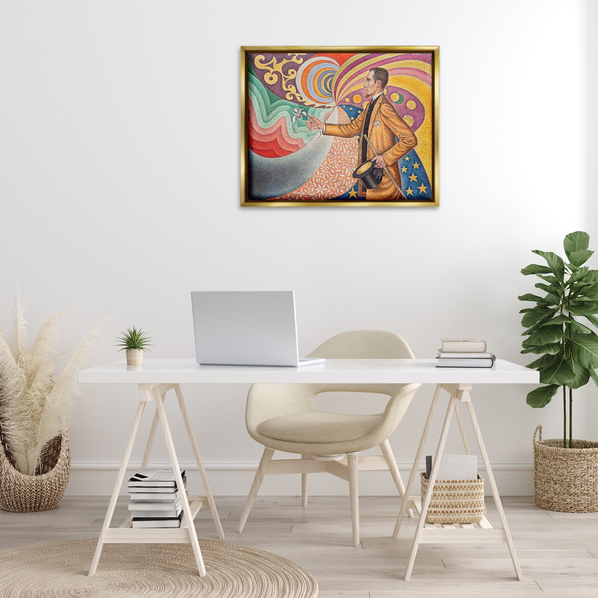 Stupell Industries Classical Georges Signac Painting People Painting Gold Floater Framed Canvas Art Print Wall Art, 31 x 25