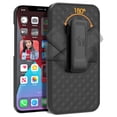 thumbnail image 3 of Case with Clip for iPhone 13, Nakedcellphone Slim Hard Shell Phone Cover with Kickstand and [Rotating/Ratchet] Belt Hip Holster Combination - Black Tread, 3 of 8