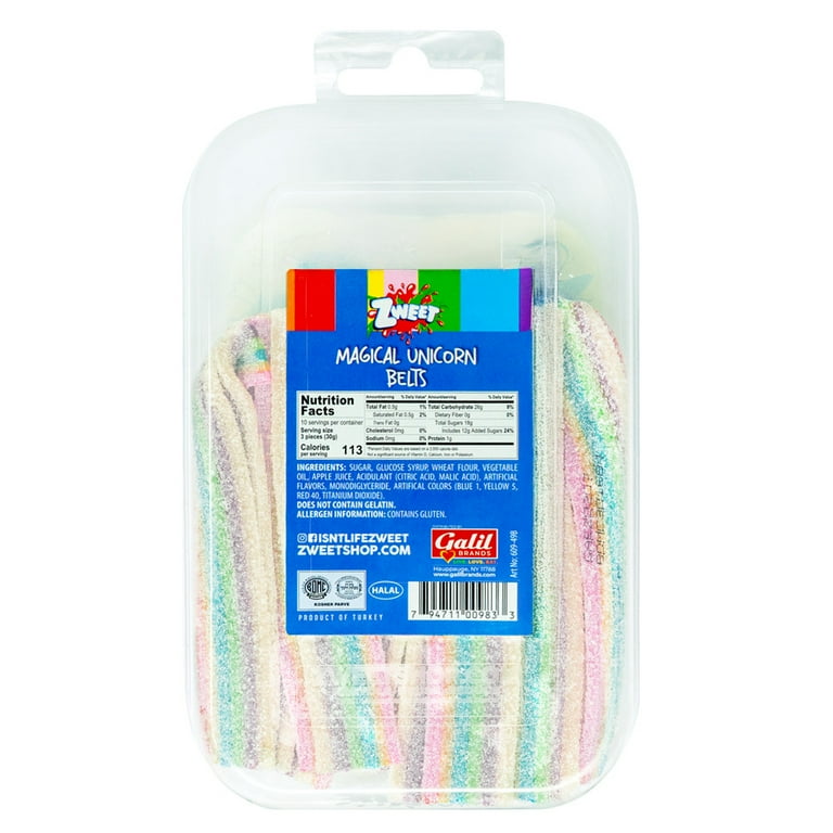 Zweet Sour Belts Licorice Candy 10 oz, Tasty Colorful Unicorn Kiss