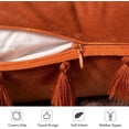 thumbnail image 2 of 2 fundas de almohada decorativas de terciopelo suave y sólido con flecos, funda de cojín bohemio para sofá cama, color naranja, 2 of 4