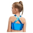 thumbnail image 4 of Nyeemya Jazz Latin Dance Shirt for Girls Disco Party Activewear Tees Ballroom Cross Back Sequin Crop Top Blue 16, 4 of 7