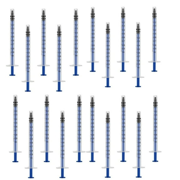 20 Pcs Syringe With Cap, Colostrum Collection Syringe No Needle For Refilling And Measuring Liquids, Scientific Laboratory ( Blue )