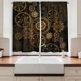 thumbnail image 2 of Ambesonne Steampunk Kitchen Curtains, Dark Shade Wheels, 55"x45", Dark Brown Sand Brown, 2 of 3