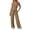 Khaki, variant on Women's Ribbed Two Piece Set, Square Neck Crop Top and High Waist Wide Leg Pants Set, Casual Summer Outfit with Side Pockets, Fashion Two Piece Outfit for Going Out Outfits Beige