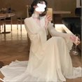 thumbnail image 5 of Women's Elegant V-neck Long Dress French Style Puff Long Sleeves Dress for Banquet Parties, 5 of 5