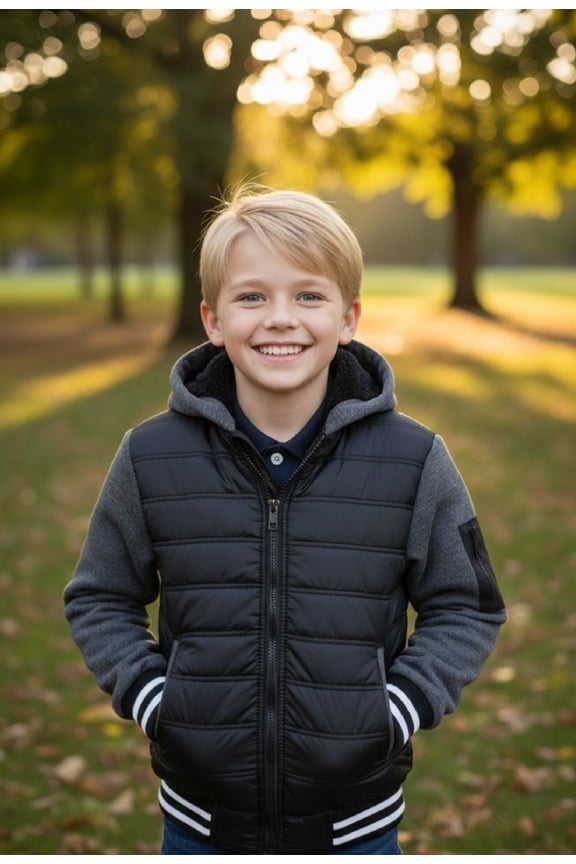 Boy's Sherpa Lined Quilted Jackets with Fleece Sleeves