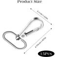 thumbnail image 2 of 15 Pack 1 Inch Silver Swivel Snap Hooks with D Rings, Stainless Steel Push Gate Clasps for Purse Bag Lanyard Making, 2 of 4