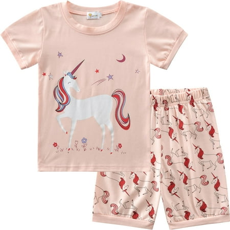 

Little Hand Toddler Gril Unicorn Pajamas Set Summer ShortSleeve Pjs Clothes For Girl Size 5t