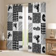 thumbnail image 2 of Castle Fairy Neutral Gray Bike Curtains Pack of 2 (42x84 Each) for Teens, Plaid Stripe Print Curtains Blackout for Bedroom, Gray Black White, 2 of 6