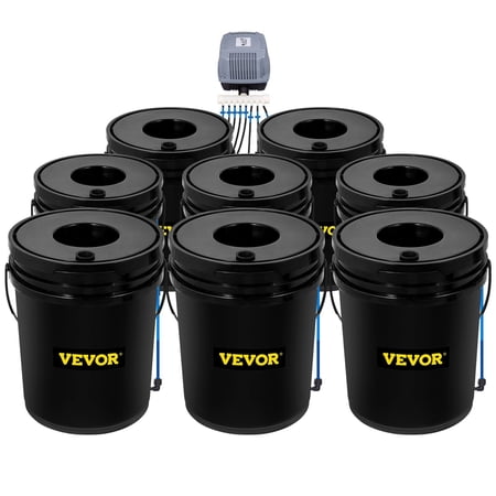 DWC Hydroponic System, 8 Buckets 5 Gallon Deep Water Culture Kit with Air Pump & Stones, Water Level Indicator for Indoor/Outdoor Gardening, Grow Leafy Vegetables
