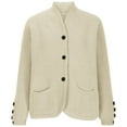 thumbnail image 5 of Oksale Cotton Cardigan Sweaters for Women Trendy Button Down Sweater with Pockets Stand Up Cardigans Loose Fit Going Out Tops 2025 Beige S, 5 of 7