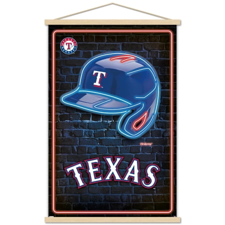 MLB Texas Rangers – Neon Helmet 23 Wall Poster with Magnetic Frame 22.375 x 34