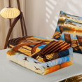 thumbnail image 5 of Manfei Scenic Lake Zipper Full Size Comforter Sets with Fitted Sheet and 2 Pillowcases, Outdoor Camping Zipper Bedding Set, Golden Blue, Gray Reversible, 4-Piece, 5 of 7