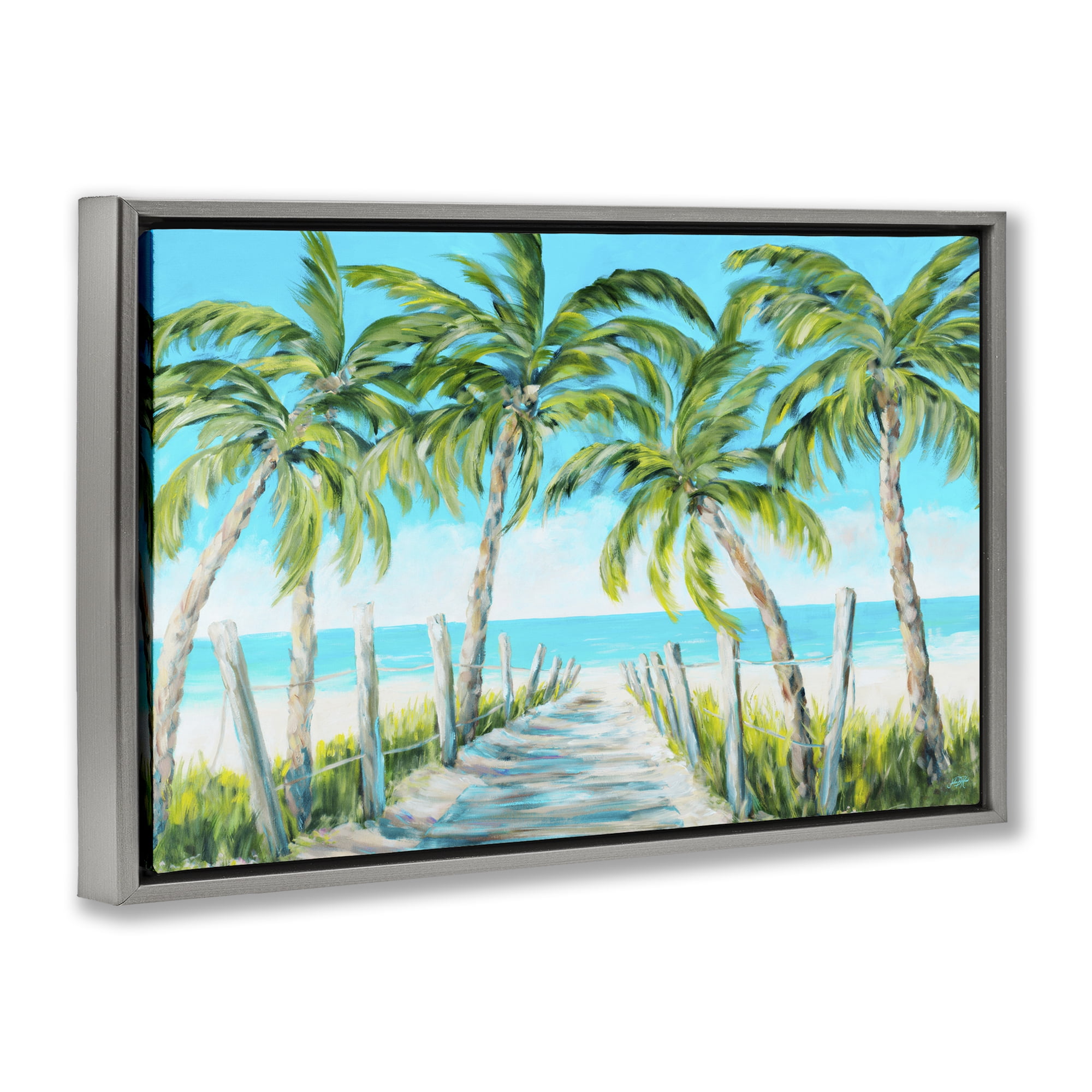 Stupell Industries The Path To Paradise Gray Framed Floater Canvas Wall Art, design by Julie DeRice