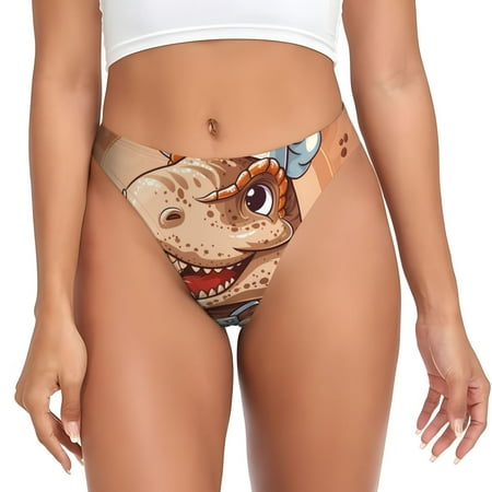 Rateoe Dinosaur Baking Delight Pattern Seamless Women Underwear Thongs No Show Ladies Thong No Line Breathable Comfortable Panties Undies for Women-3X-Large