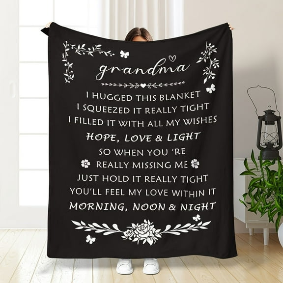 Grandma's Love Flannel Throw Blanket – Soft Cozy All-Season Comfort with Heartfelt Message Perfect for Sofa Bed Camping Travel and Gift Giving