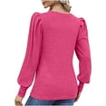 thumbnail image 5 of Sweaters for Women Long Sleeve V Neck Shirts Lightweight Casual Tunic Tops Shrug Shoulder Elegant Clothes Hot Pink,XL, 5 of 6
