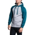thumbnail image 5 of G-Style USA Men's Heavyweight Contrast Raglan Sleeve Fleece Pullover Hoodie Sweatshirt MH13112 - Heather Gray/Cyan Caviar - Large, 5 of 6