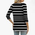 thumbnail image 6 of Womens Plus Size Fall Clothes, 3/4 Sleeve Shirts for Women Fashion Loose Fit Striped Printed Button Up Crewneck T-Shirts, 6 of 6