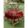 thumbnail image 3 of Outdoor Tablecloth with Umbrella Hole and Zipper, Christmas Snowflakes Round Table Cloth 54 Inch Waterproof Tablecloth, Winter Xmas Flower Red Yellow New Year Picnic Table Cover for Patio Camping, 3 of 7
