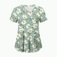 thumbnail image 2 of TOWED22 Scrub Tops Women Short Sleeve Plus Size V-Neck Fun Printed Scrubs Top Medical Nursing Uniforms with Pockets(Mint Green,S), 2 of 6