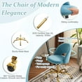 thumbnail image 5 of Modern Velvet Small Office Chair,Cute Desk Chair with Wheels,Gold Base/Studs, Comfy Armless Swivel Vanity Task Chair for Women/Girl/Kids, Nail Tech Chair for Bedroom,Small Space,White, 5 of 9