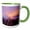 Green/White, variant on 3drose, Yosemite Glacier Point Sunset View Half Dome Cotton Candy Sky, 11oz Two-tone Blue Mug