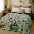 thumbnail image 3 of SPXUBZ Bird Floral Tree Flannel Fleece Blanket Botanical Nature Throw Blanket Spring Garden Pattern Soft Cozy Blanket for Bedroom Home Decor 50"x40", 3 of 5