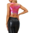 thumbnail image 4 of INSPIRE CHIC Women's Sleeveless Top U Neck Party Clubwear Holographic Shiny Metallic Crop Top M Holographic Red, 4 of 7