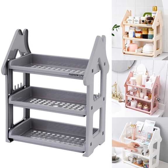 1X Storage Rack Small House Rack Kitchen Countertop Three-Layer Spice Rack Desktop Storage Rack Home Textile Storage