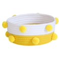 thumbnail image 1 of Cesta de almacenamiento tejida con pompón para el hogar, caja de almacenamiento de desechos de escritorio, cesto de ropa sucia para niños, amarillo, 1 of 5