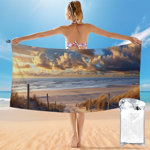BCIIG Sunset Clouds Quick Dry Bath Towel 27.5x55in Ultra-Fine Fiber Towel for Beach Vacations and Outdoor Recreation 55x27.5in
