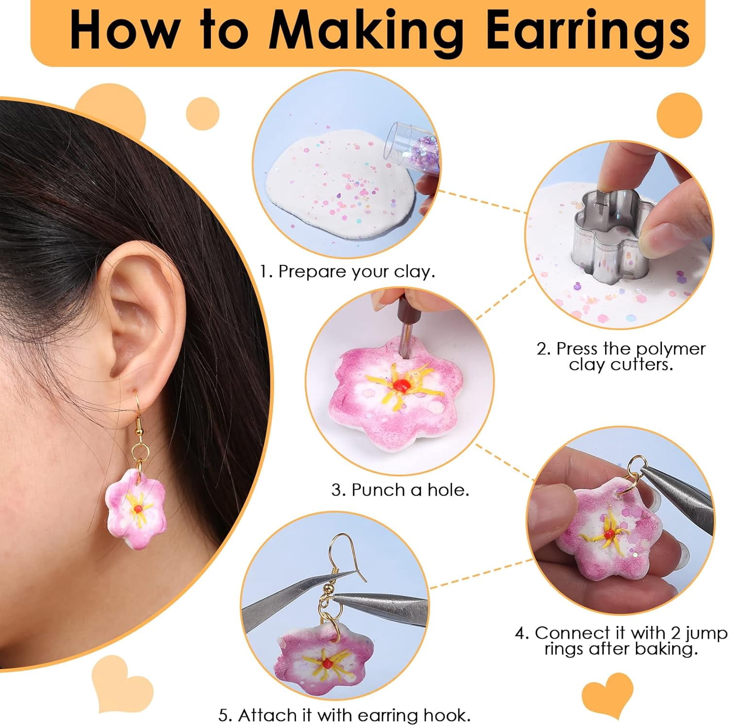 Polymer Clay Earring Making Kit- Clay Earring Cutters, Earrings Making Tools Accessories for Jewelry DIY