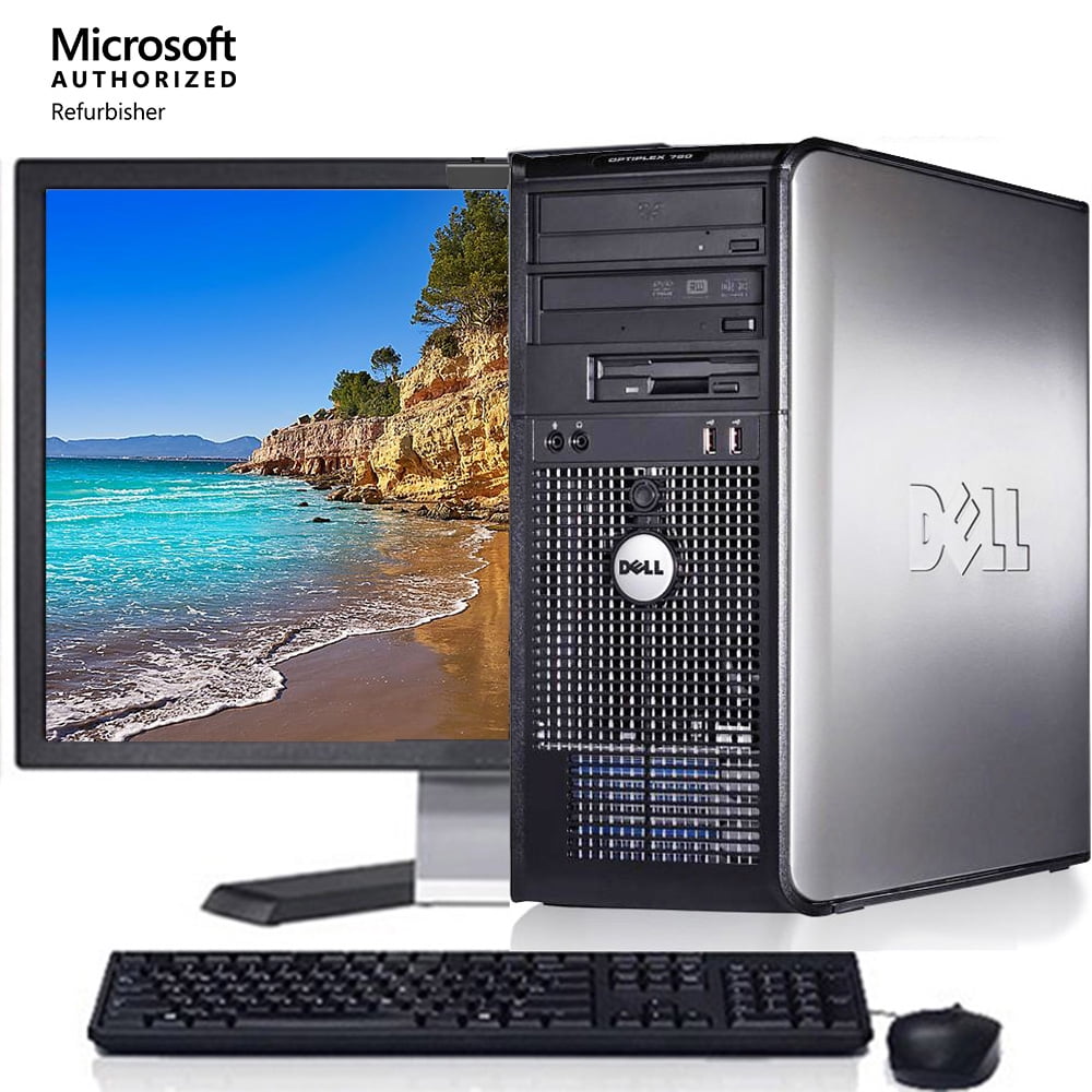 PC DELL 1TB HDD Desktop Tower PC Computer TFT 19" con Windows 10 WIFI 