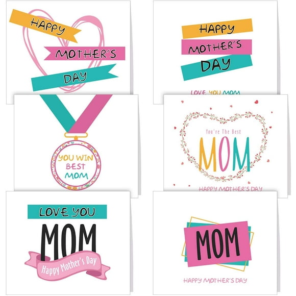 36 PCS Mother's Day Greeting s with Envelopes,6 orted Unique Designs for Mother's Day