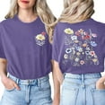 thumbnail image 3 of Womens Casual Tops Printed Short Sleeved Crew Neck Beach Vacation Clothes for Women,Purple,M, 3 of 3