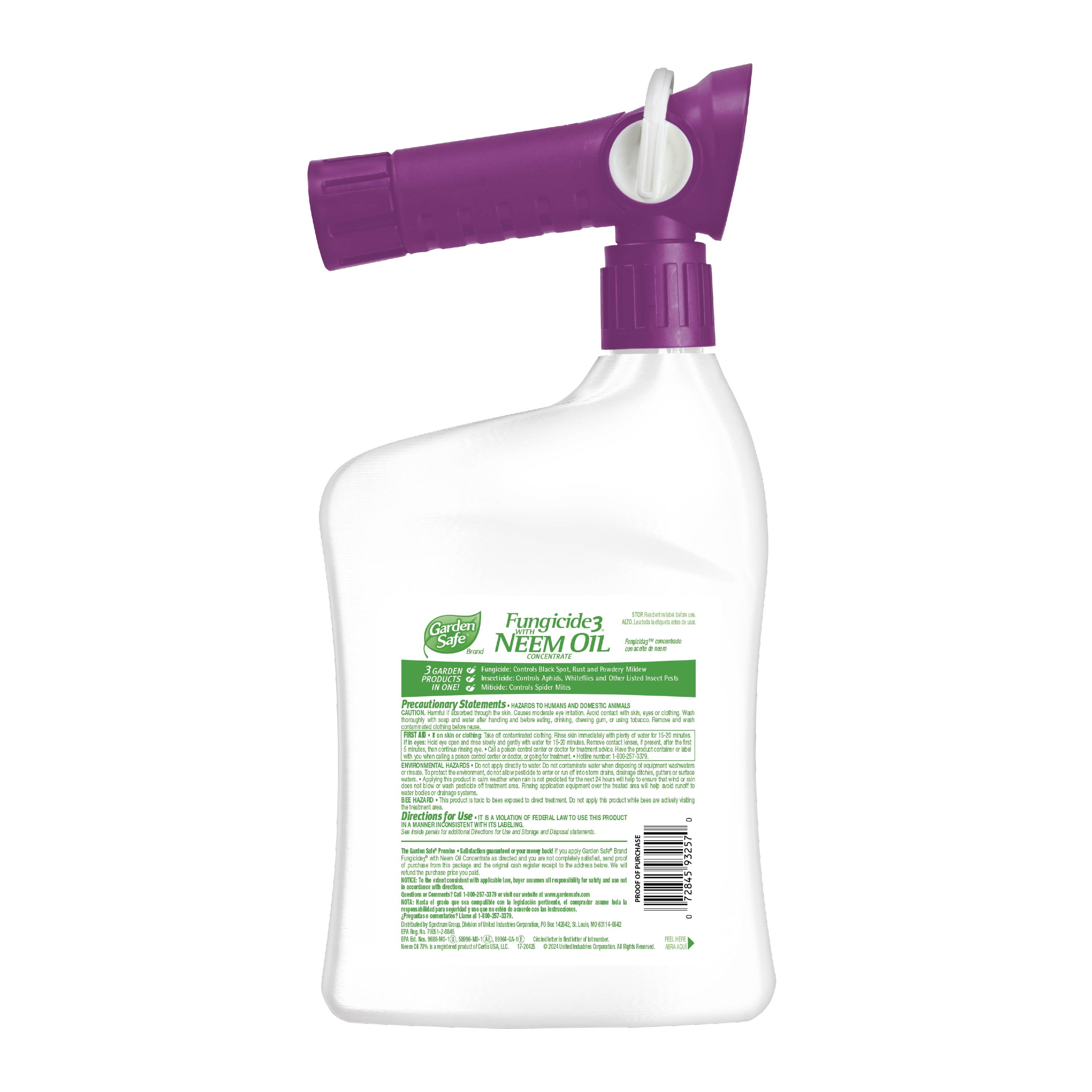 Garden Safe Brand Fungicide3 with Neem Oil Concentrate, 28 Fl Oz