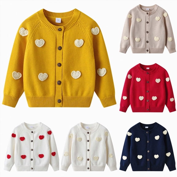 Toddler Boys Girls Cardigan Sweater School Uniform Solid Long Sleeve Button Up Knit Sweaters Top Kids Outerwear 6-12 Months 12-24 Months 2T 3T 4T 5T 6T 7T 8T 9T Children 12-18 Months
