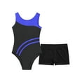 thumbnail image 3 of YiZYiF Kids Girls Dance Outfit Sleeveless Leotard with Shorts for Gymnastics Acrobatics Dance Training Royal Blue&Black 12, 3 of 7