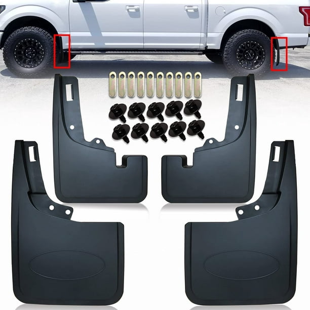 Mud Flaps for F150 2021 - NO Need to Drill Holes, Wheel Lip Molding Front & Rear  Splash Guard for F150 w/o OEM Fender Flares (4PCS) 