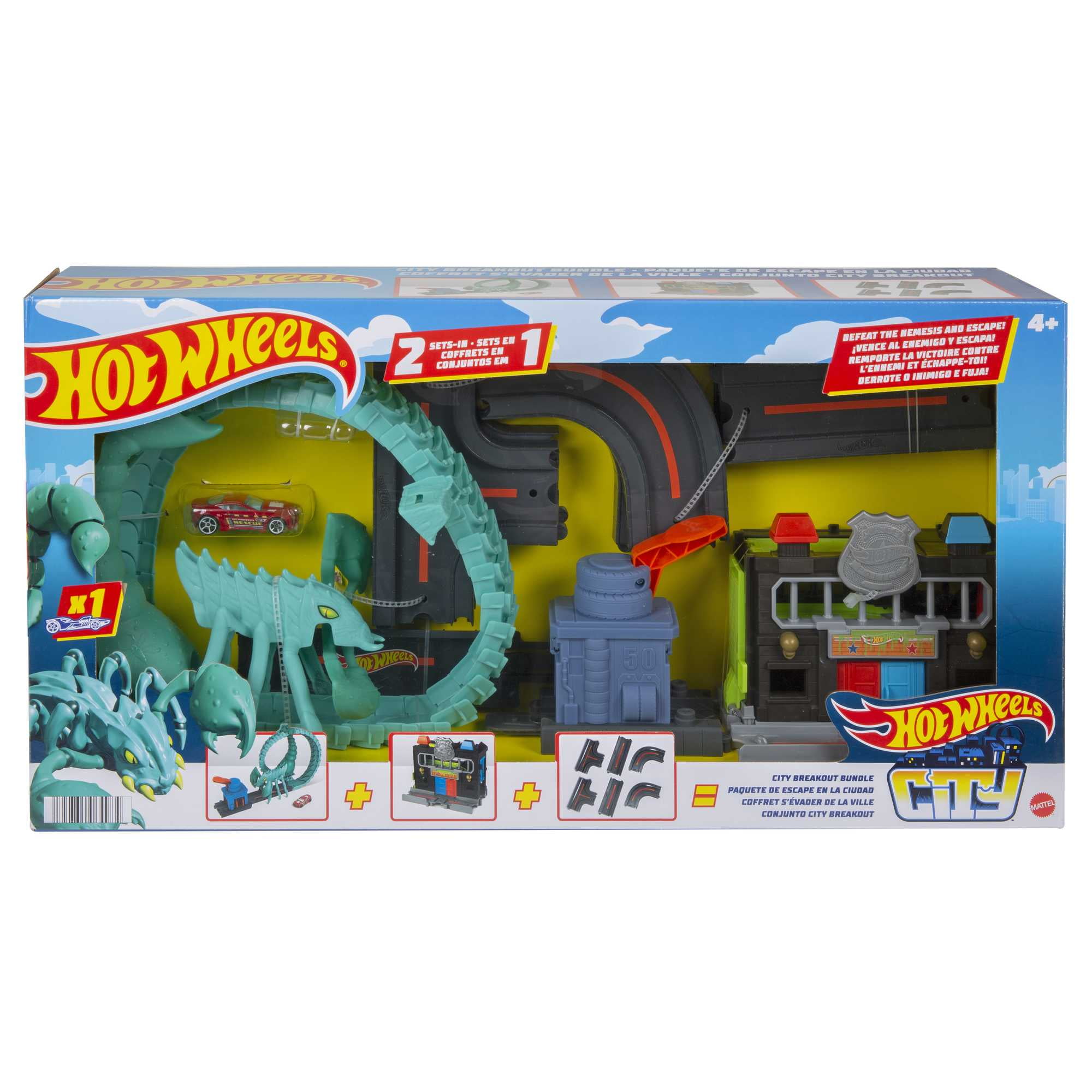 Hot Wheels City 2in1 Breakout Bundle Police Station & Toxic Scorpion