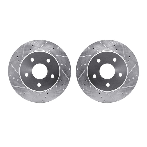 Dynamic Friction Company Front Brake Rotors-Drilled and Slotted-Silver 7002-42018